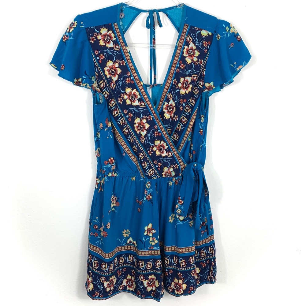 3/$25 Xhiliration Blue Floral Romper
